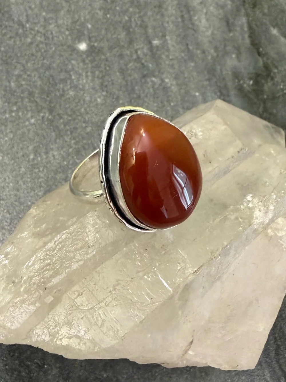 Genuine Carnelian Gemstone Cocktail Ring